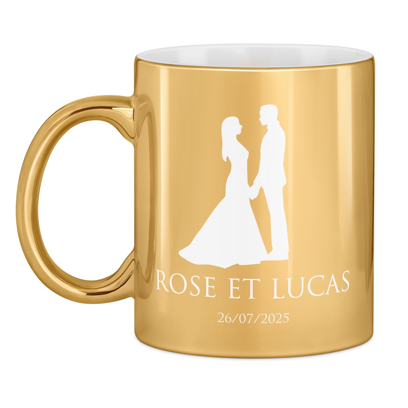 Tasse dorée en céramique avec personnalisation pour couple femme mari mariage anniversaire