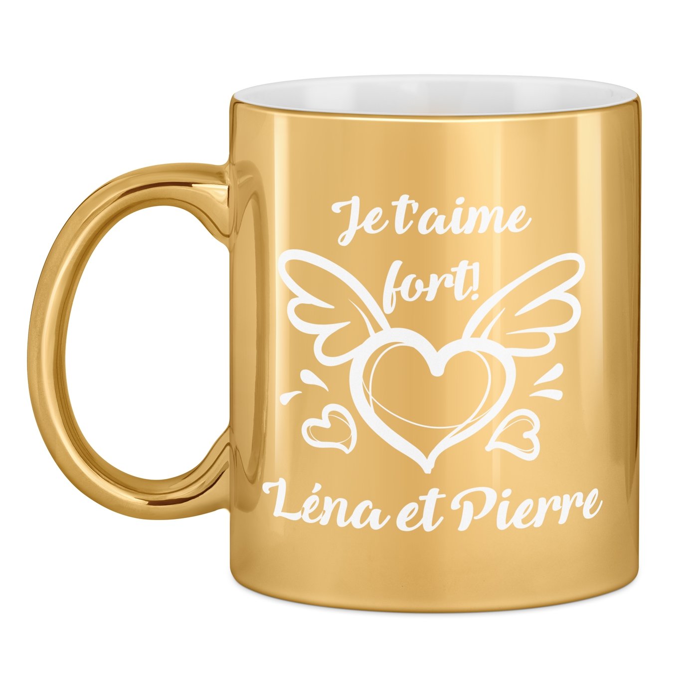 Tasse dorée en céramique avec personnalisation pour mari femme copain copine saint valentin