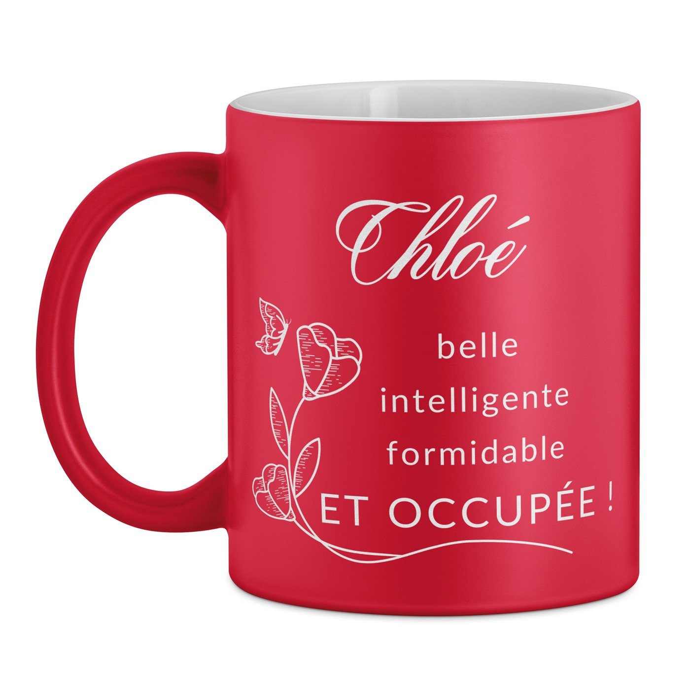 Tasse rouge en céramique fond blanc avec personnalisation pour elle femme copine anniversaire 