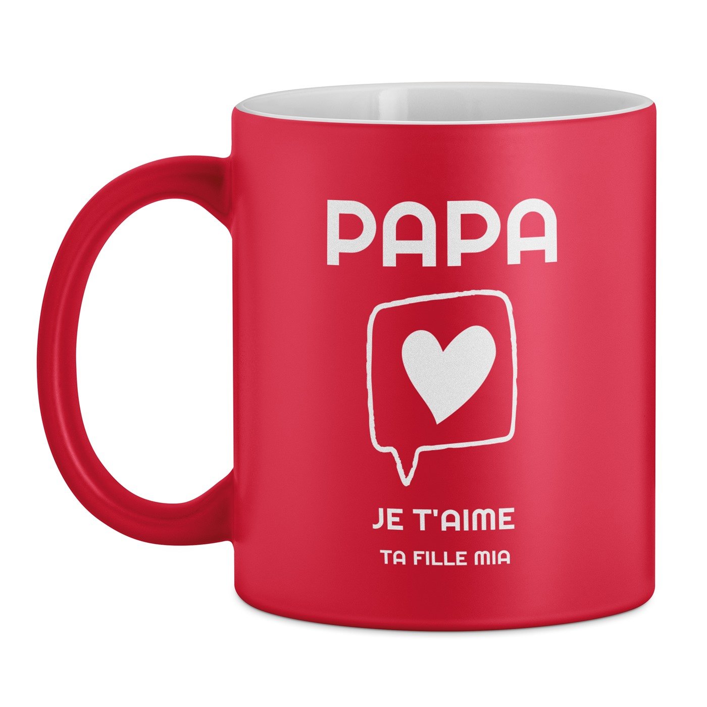 Tasse rouge en céramique fond blanc avec personnalisation pour père papa fête des pères