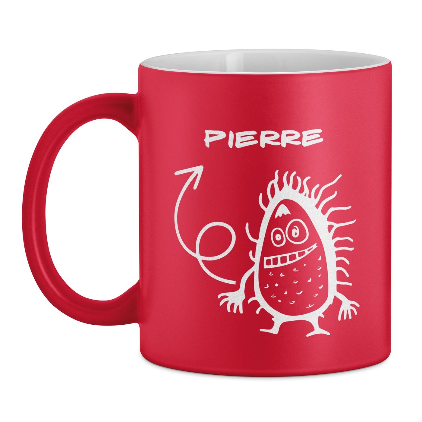 Tasse rouge en céramique fond blanc avec personnalisation pour garçon anniversaire