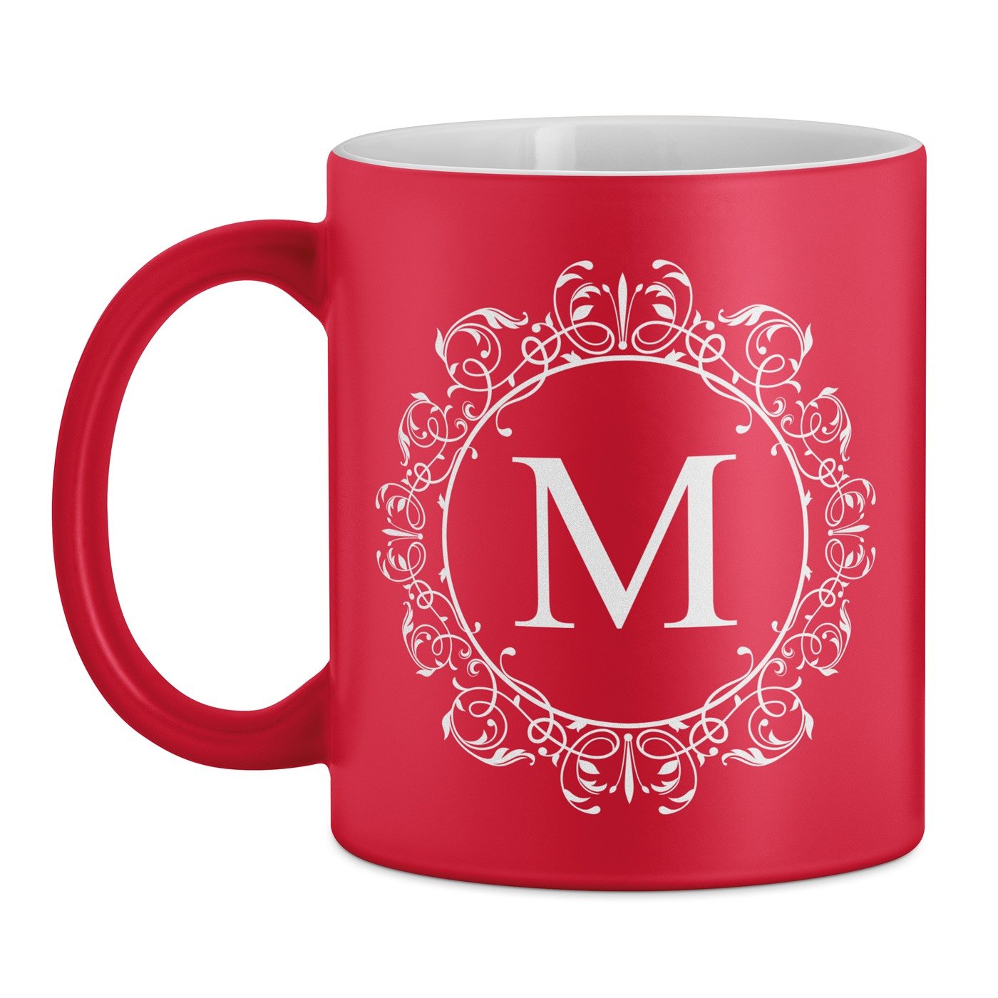 Tasse rouge en céramique fond blanc avec personnalisation pour mari femme initiale anniversaire