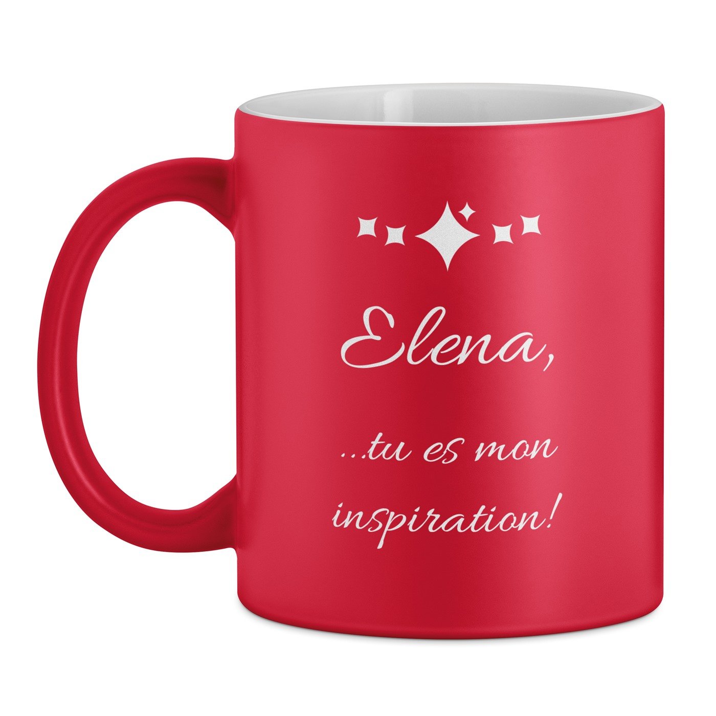 Tasse rouge en céramique fond blanc avec personnalisation pour elle anniversaire 