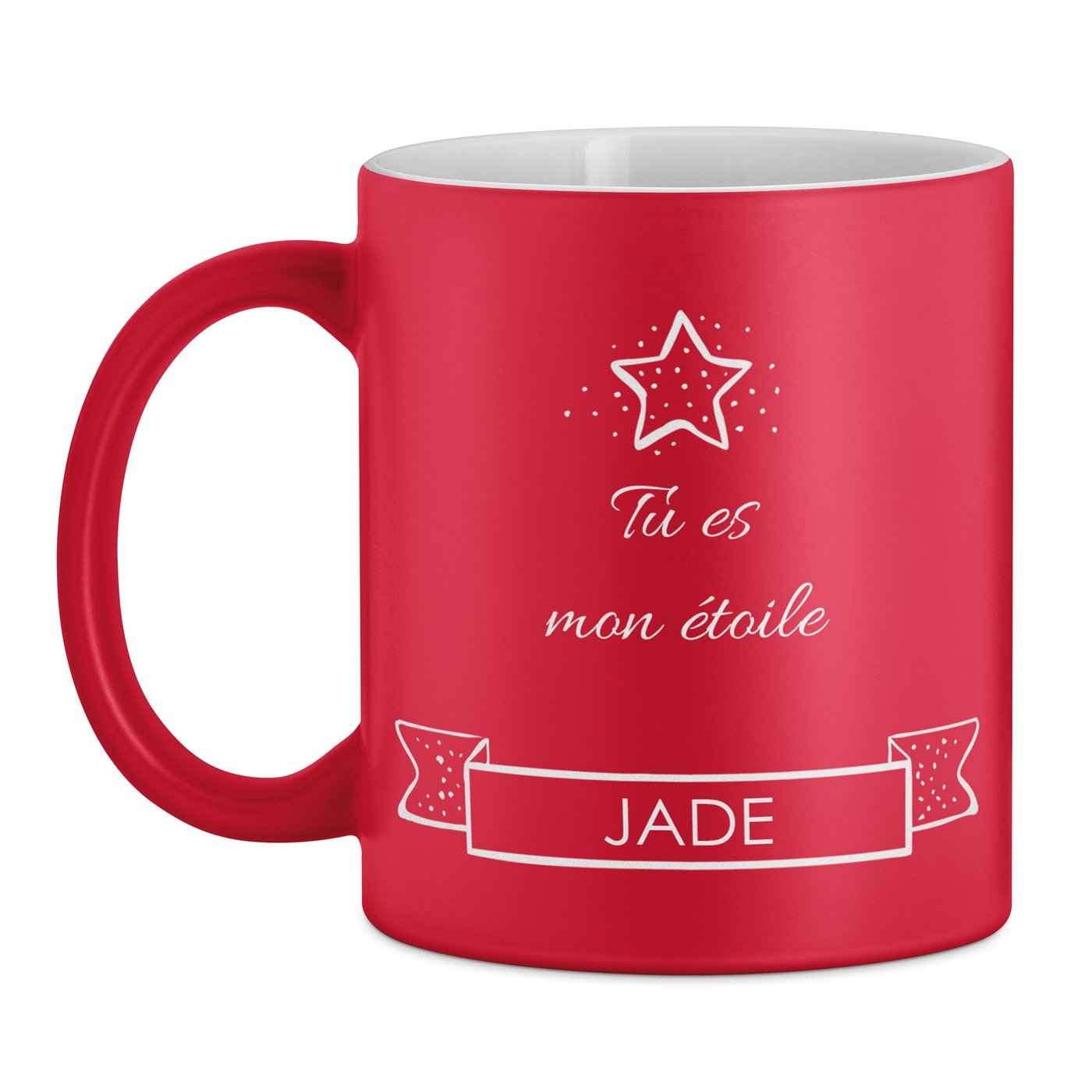 Tasse rouge en céramique fond blanc avec personnalisation pour femme noel anniversaire