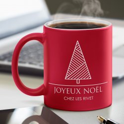 Tasse rouge en céramique fond blanc avec personnalisation pour couple elle et lui noel 