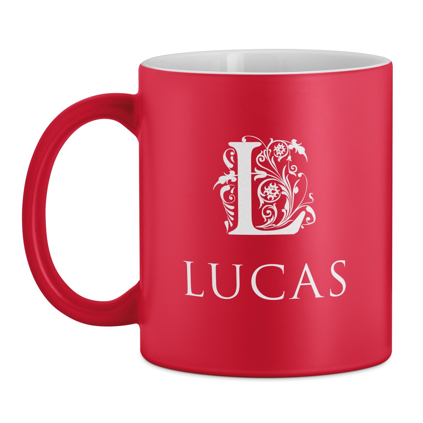 Tasse rouge en céramique fond blanc avec personnalisation pour gentleman anniversaire