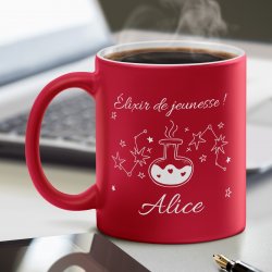 Tasse rouge en céramique fond blanc avec personnalisation pour elle femme anniversaire