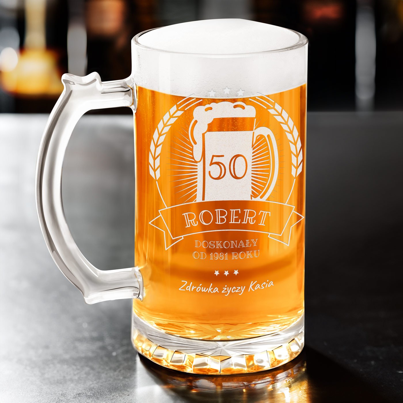 Verre à bière avec personnalisation pour mari pour son 50e anniversaire
