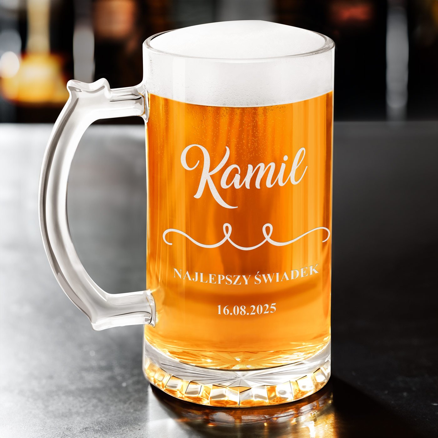 Verre à bière avec personnalisation pour un témoin de mariage