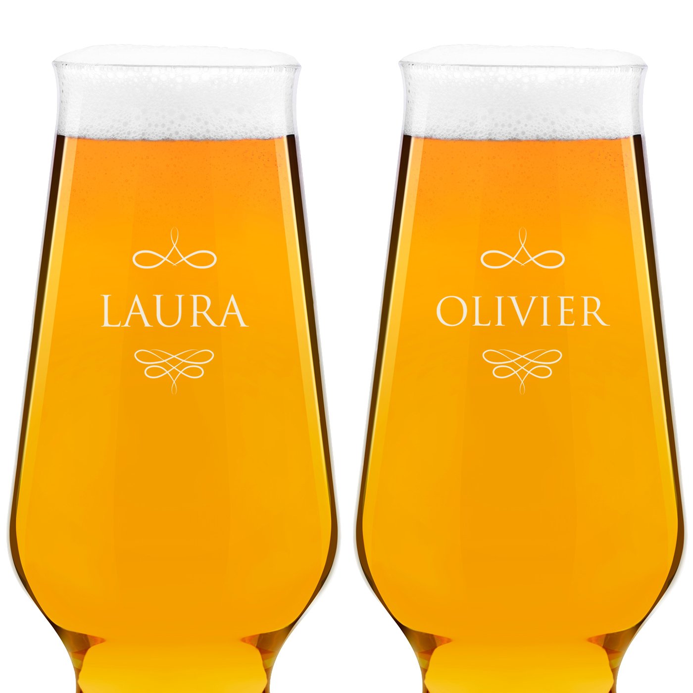 Ensemble de 2 verres à bière avec gravure Krosno Splendour pour couple avec prénom