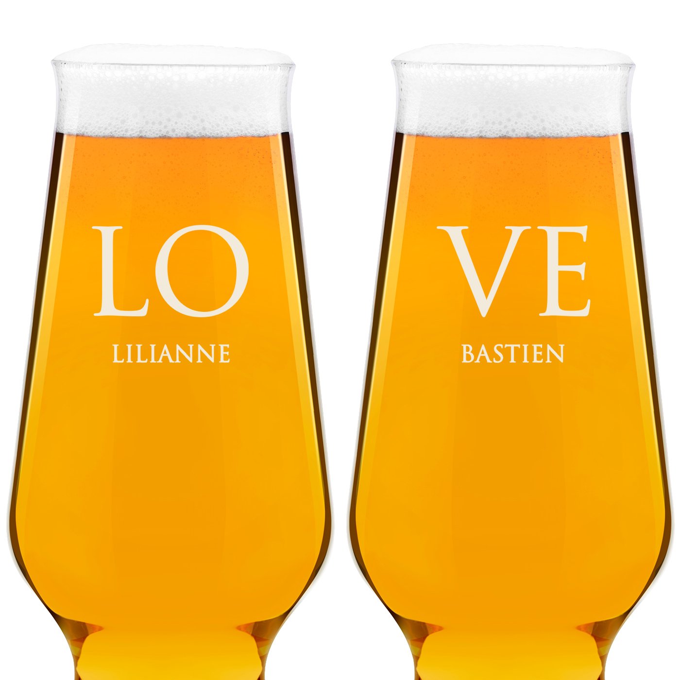 Ensemble de 2 verres à bière avec gravure Krosno Splendour pour couple love