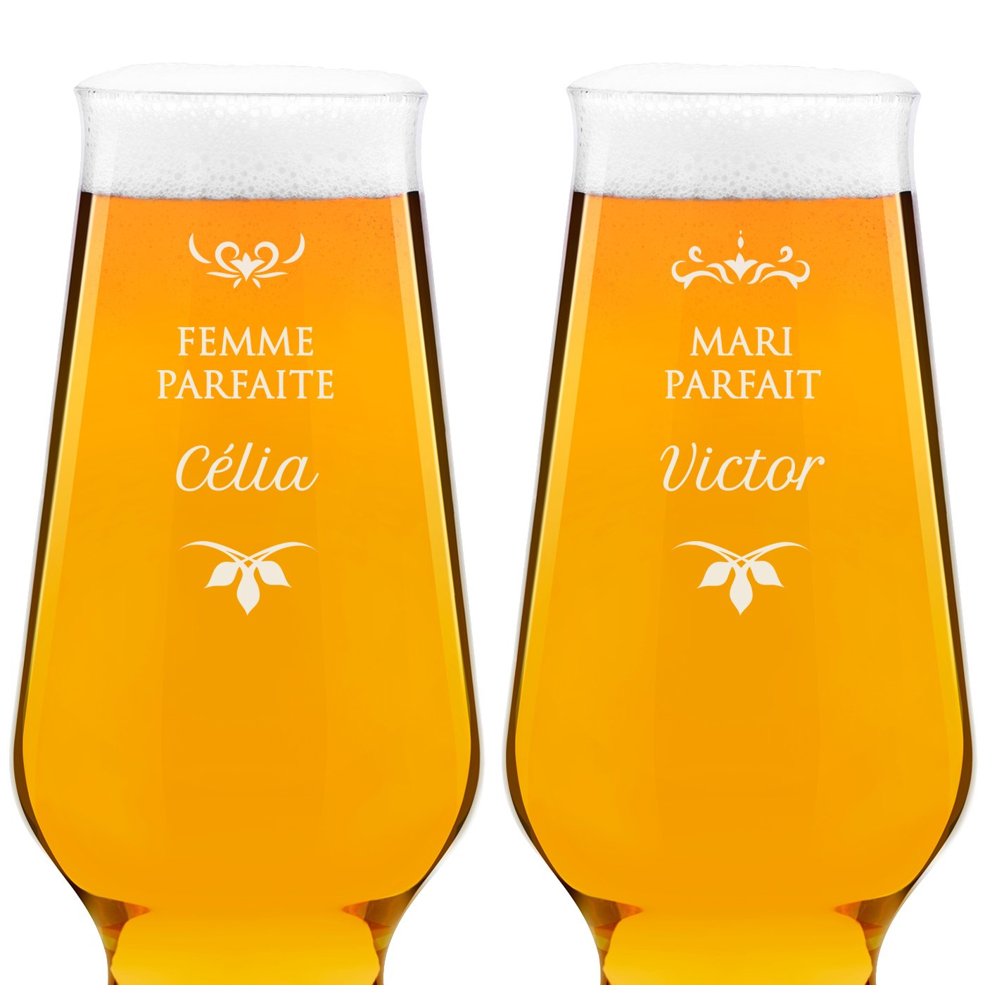 Ensemble de 2 verres à bière avec gravure Krosno Splendour pour couple pour anniversaire mariage