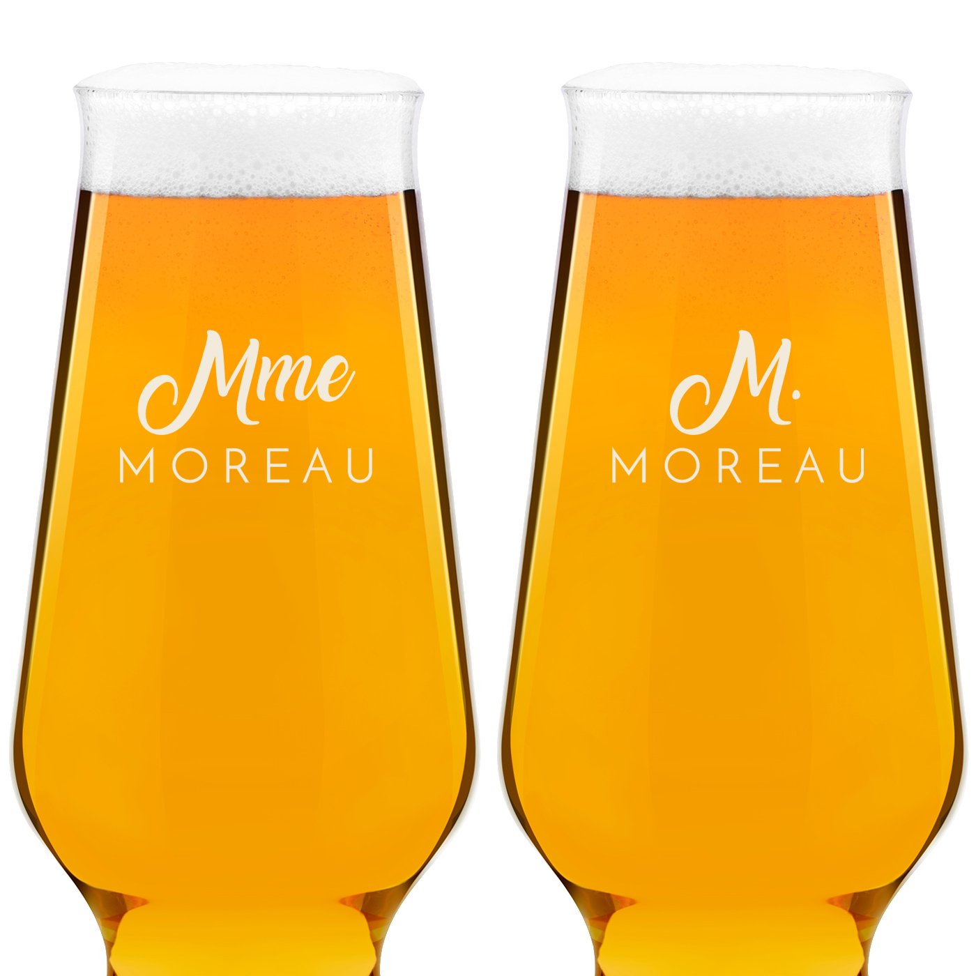 Ensemble de 2 verres à bière avec gravure Krosno Splendour pour Monsieur et Madame