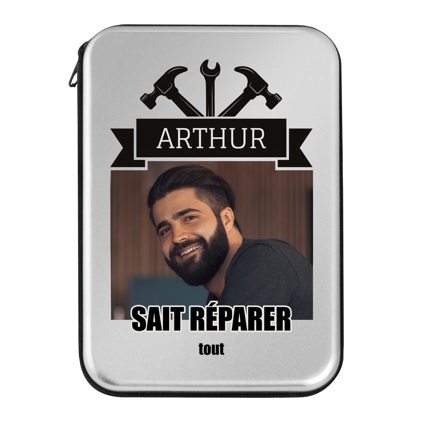 Boîte à outils personnalisée pour homme avec photo