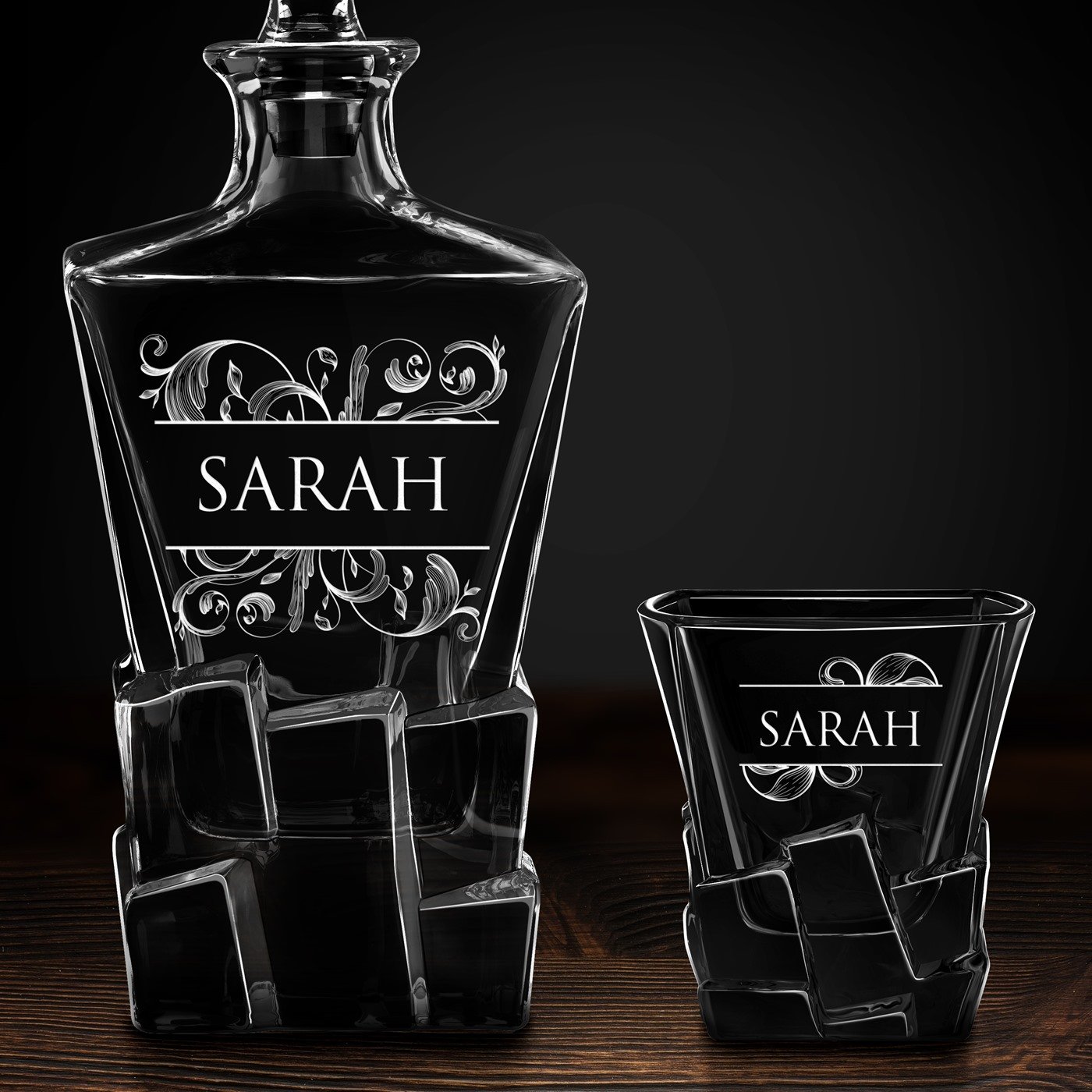 Carafe à whisky Ice Blink et 4 verres avec gravure pour femmes