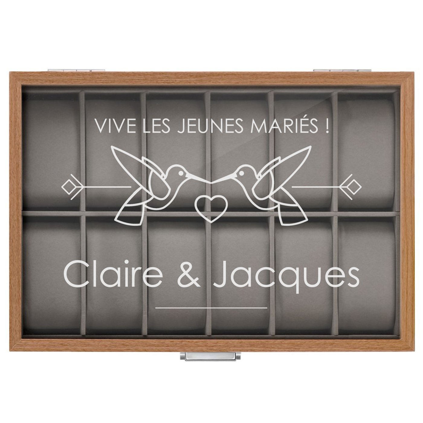 Boîte à montres gravée pour des jeunes mariés