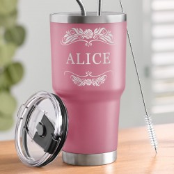 Mug isotherme rose avec gravure pour une amie pour la Saint-Valentin