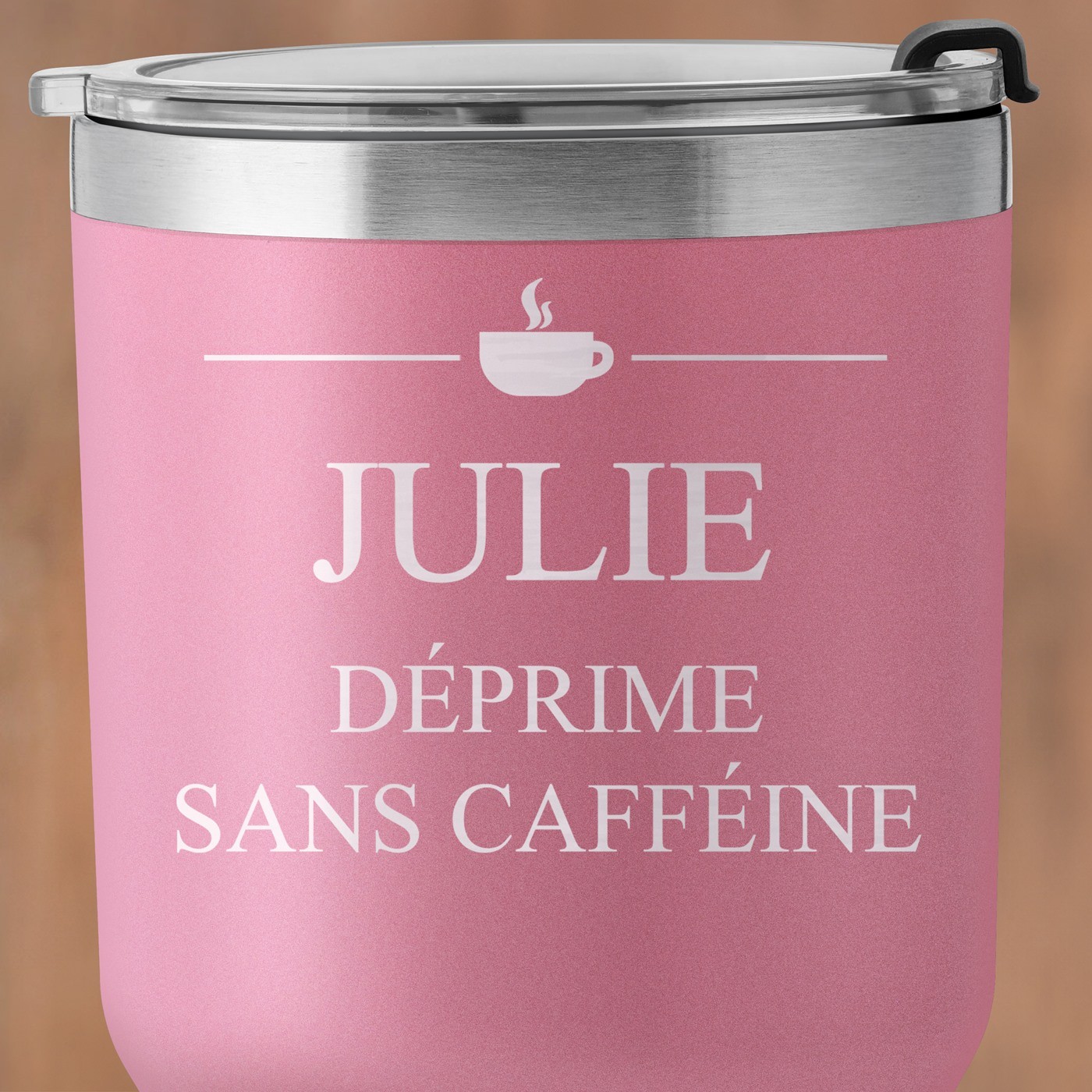 Mug isotherme rose personnalisé pour une collègue