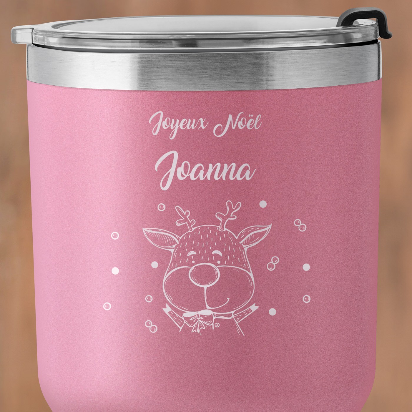 Mug isotherme rose personnalisé pour une fille pour Noel