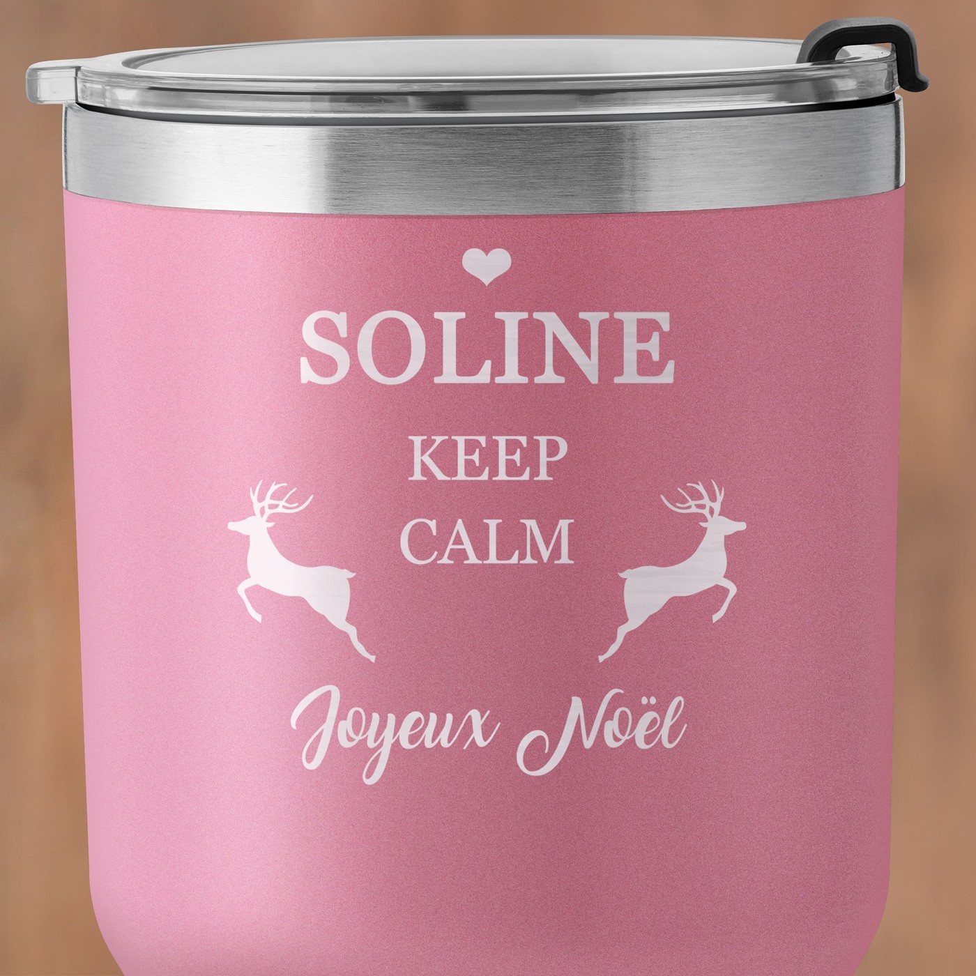 Mug isotherme rose avec gravure pour une copine pour Noel