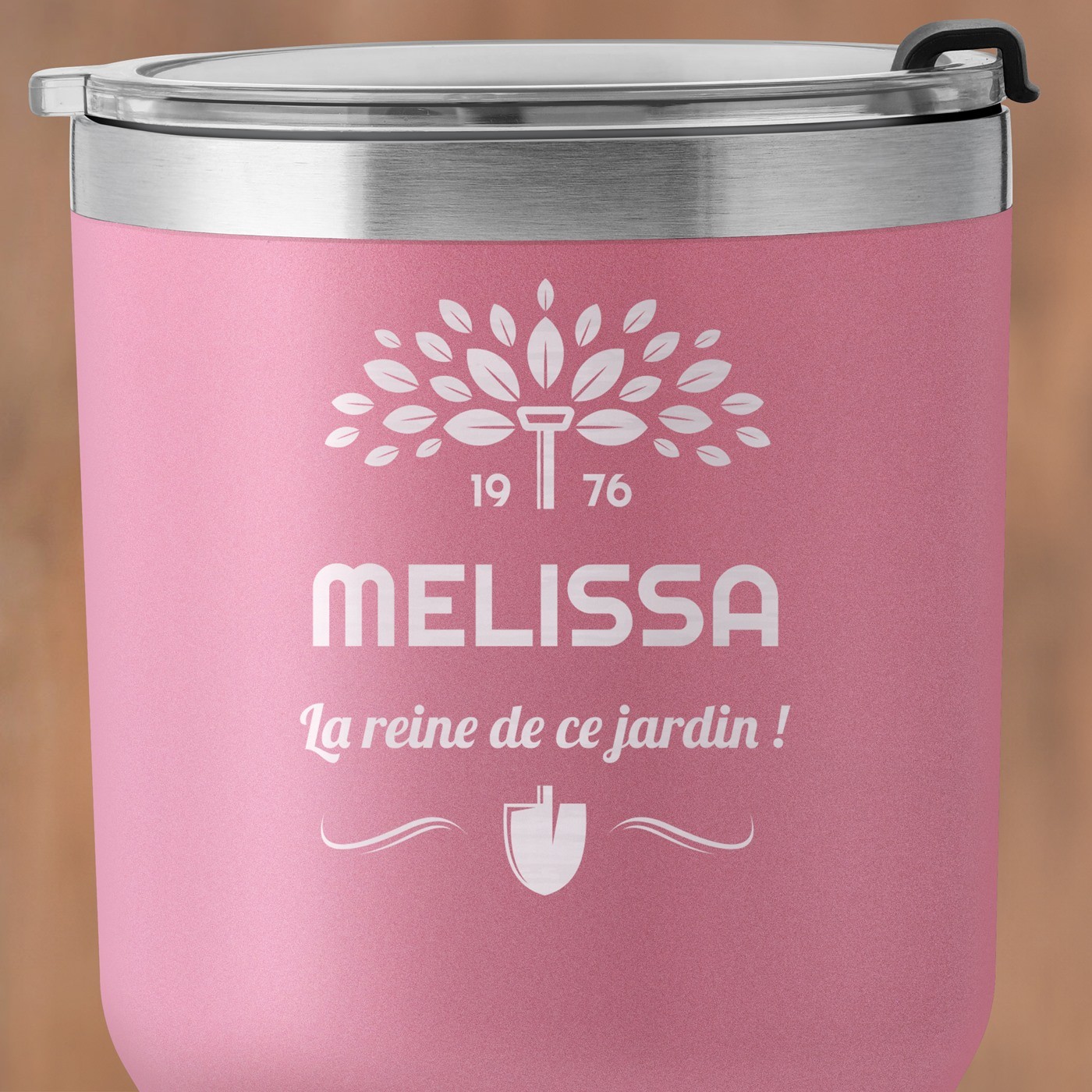 Mug isotherme rose personnalisé pour l'anniversaire d'une tante