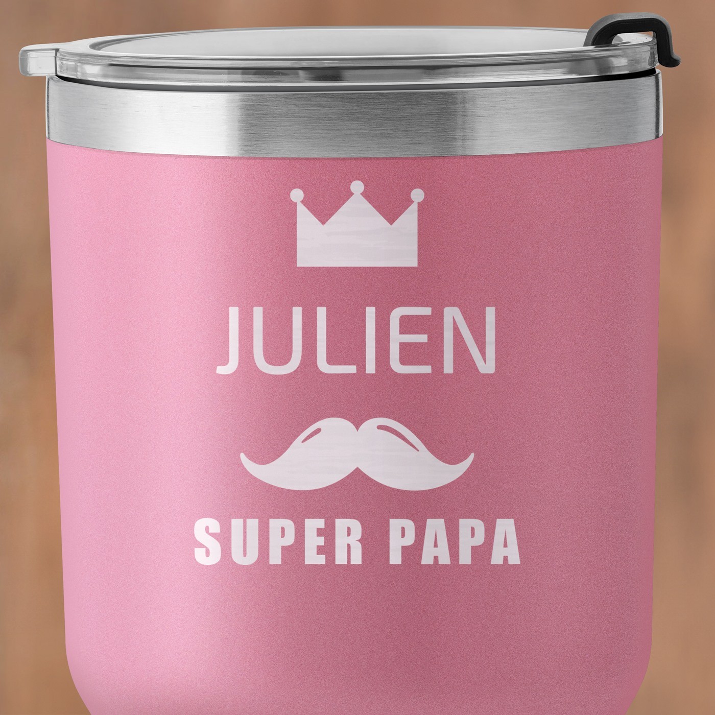 Mug isotherme rose personnalisé pour l'anniversaire de papa