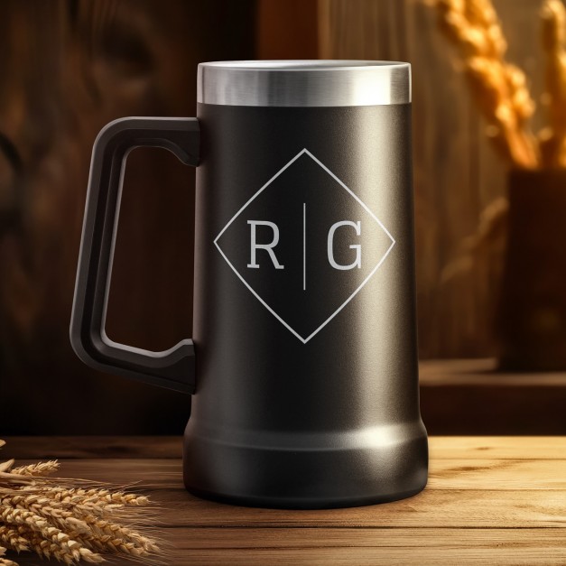 Gobelet isotherme verre à bière noir personnalisé pour l'anniversaire d'un collègue