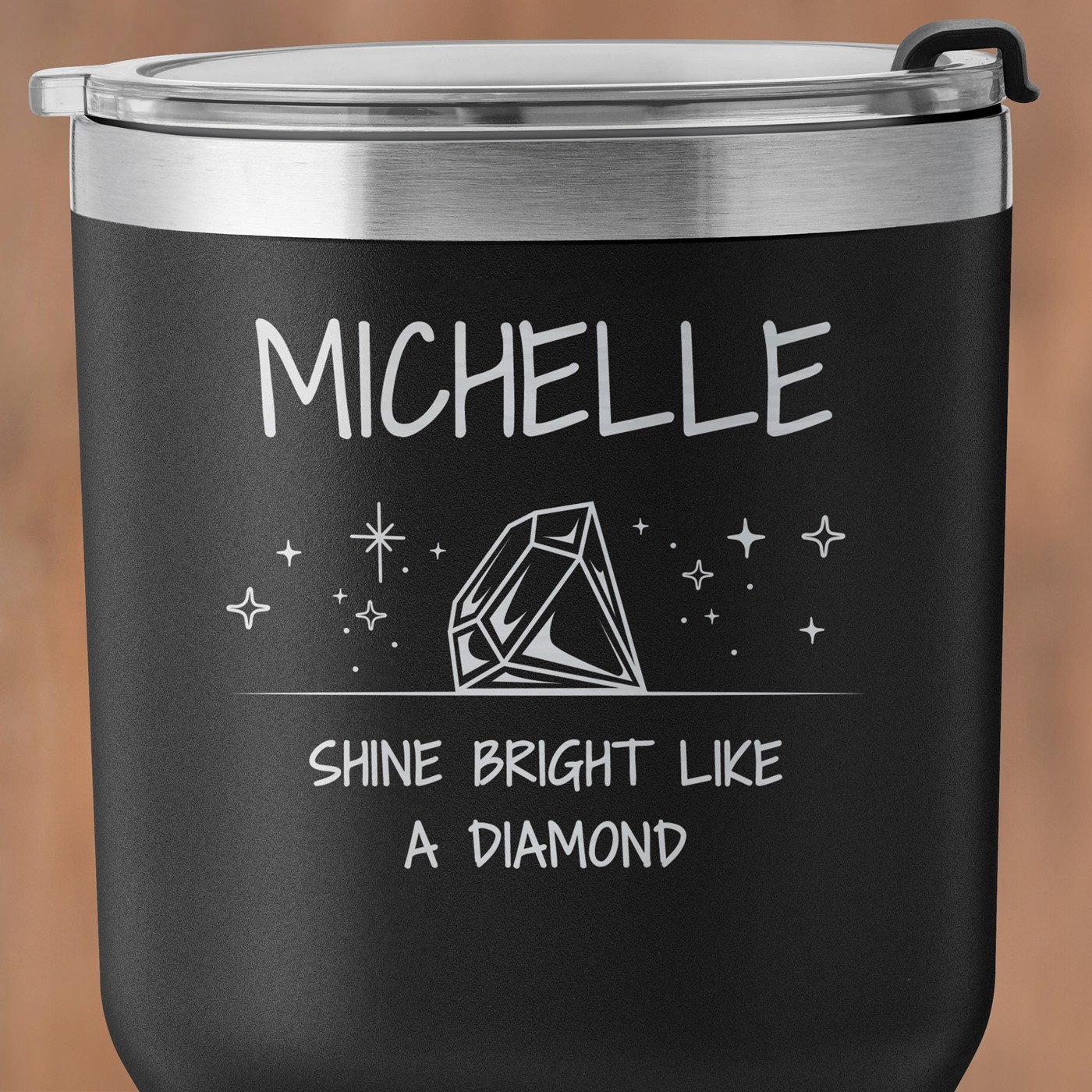 Mug isotherme noir avec gravure pour une femme pour l'anniversaire de mariage