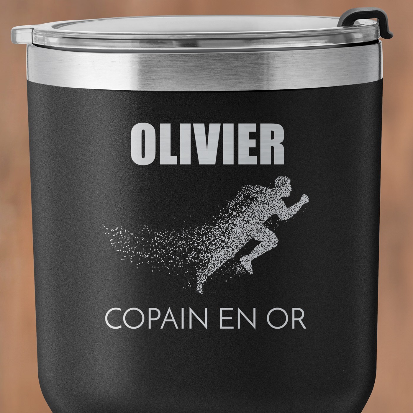Mug isotherme noir avec gravure pour un copain pour la Saint-Valentin