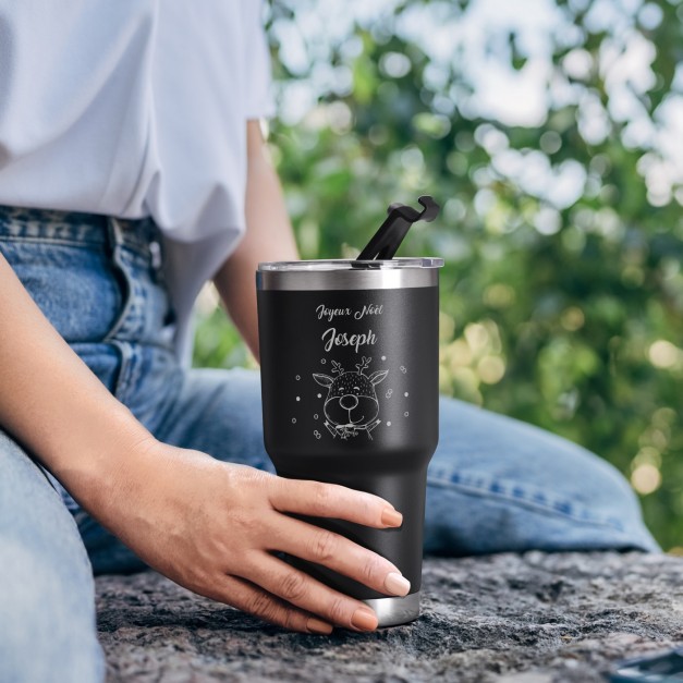 Mug isotherme noir personnalisé pour un homme pour Noël