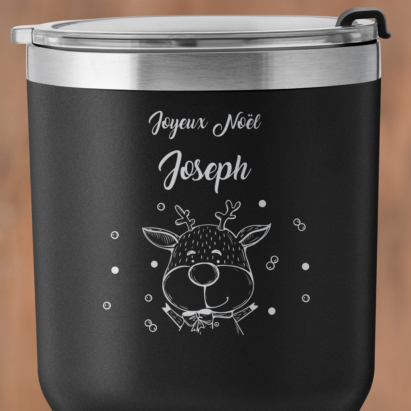 Mug isotherme noir personnalisé pour un homme pour Noël