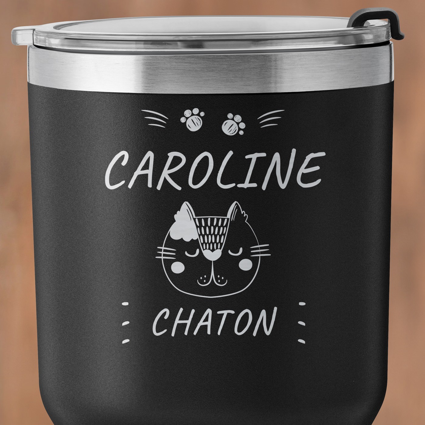 Mug isotherme noir personnalisé pour l'anniversaire d'une petite fille
