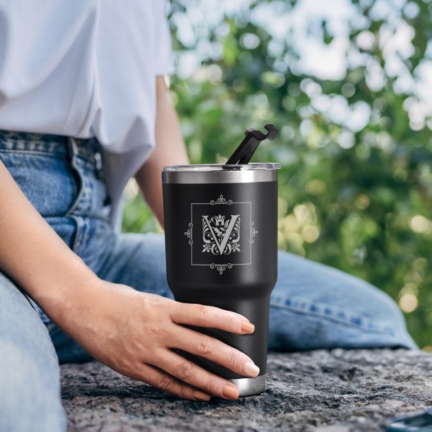 Mug isotherme noir avec gravure pour elle ou pour lui pour un anniversaire