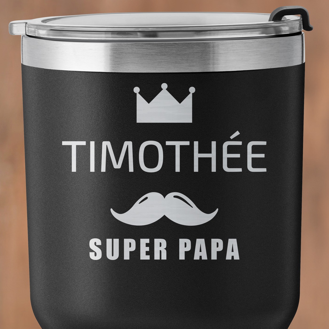 Mug isotherme noir personnalisé pour la fête des pères