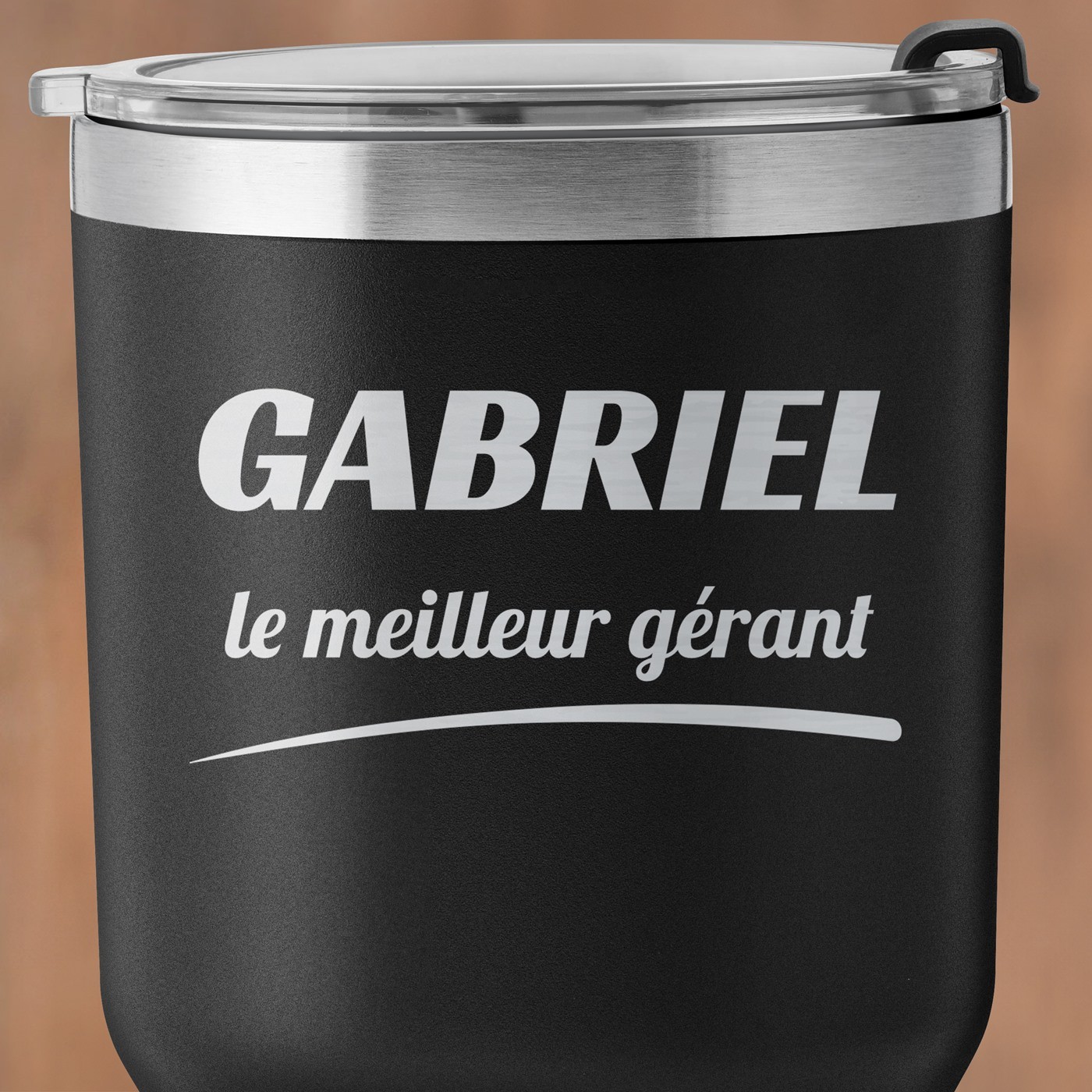 Mug isotherme noir personnalisé pour l'anniversaire d'un chef