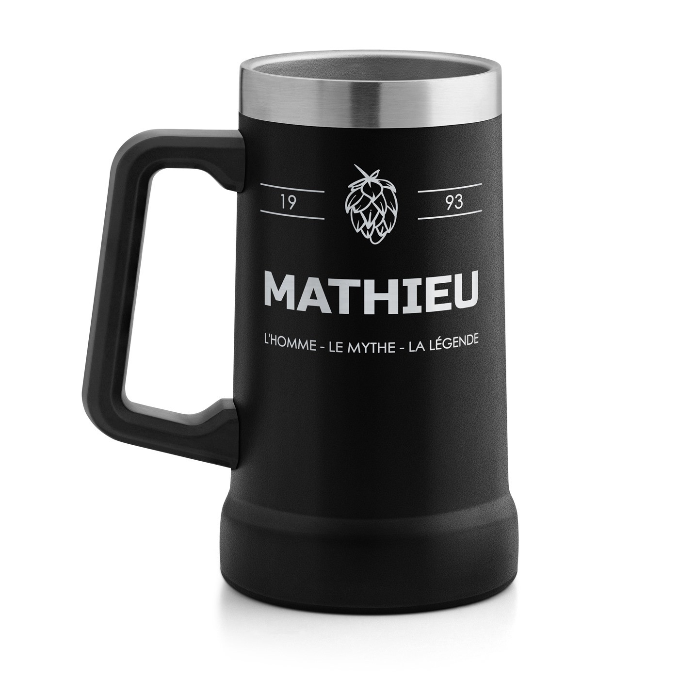 Gobelet isotherme verre à bière noir personnalisé pour un frère pour Noël