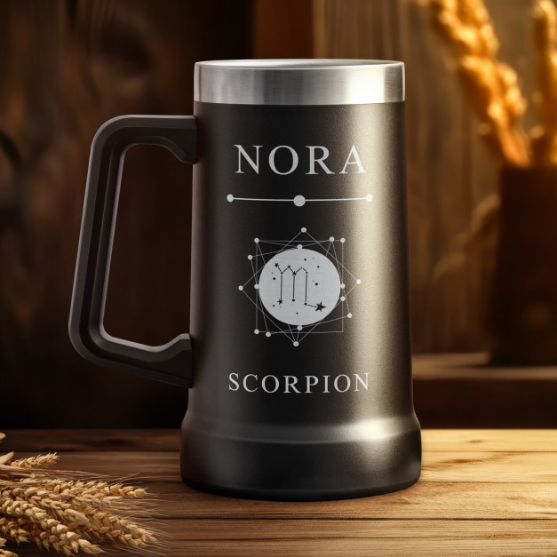Gobelet isotherme verre à bière noir avec gravure pour l'anniversaire d'une sœur