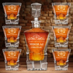Carafe à whisky Ice Blink et 6 verres avec gravure pour un marin