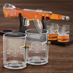 Carafe Fusil et 4 verres avec gravure pour homme policier gendarme