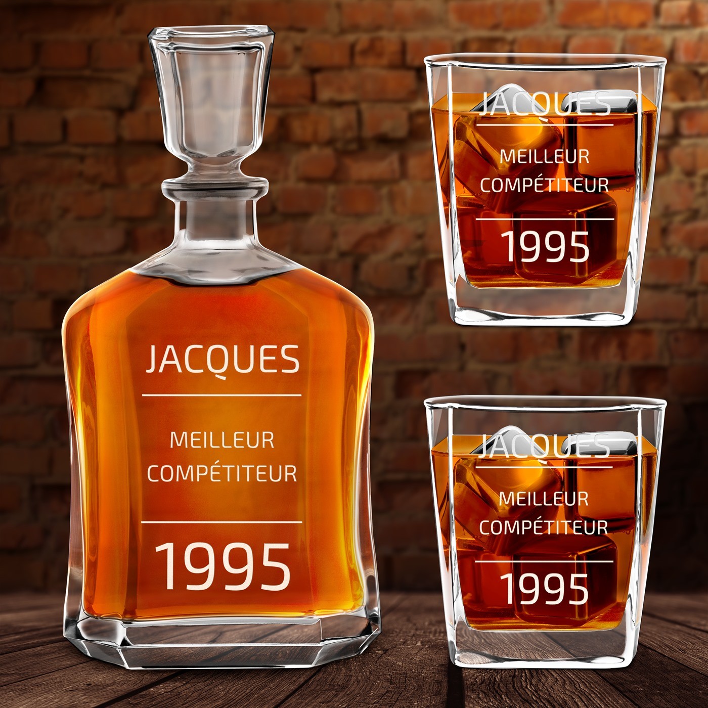 Set Carafe et 2 verres à whisky avec gravure pour lui pour anniversaire 