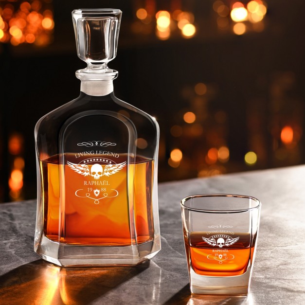 Set Carafe et 2 verres à whisky avec gravure pour fan de moto pour son anniversaire