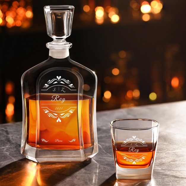 Set Carafe à whisky et 4 verres avec gravure pour couples