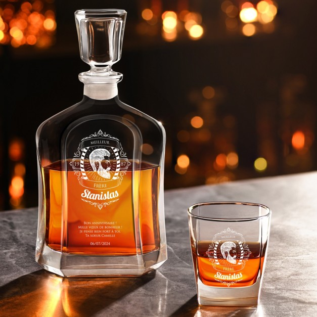 Set Carafe à whisky et 4 verres avec gravure pour frère 
