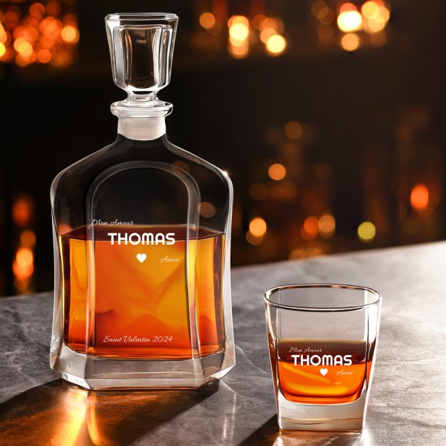 Set Carafe à whisky et 4 verres avec gravure pour petit ami pour la Saint-Valentin