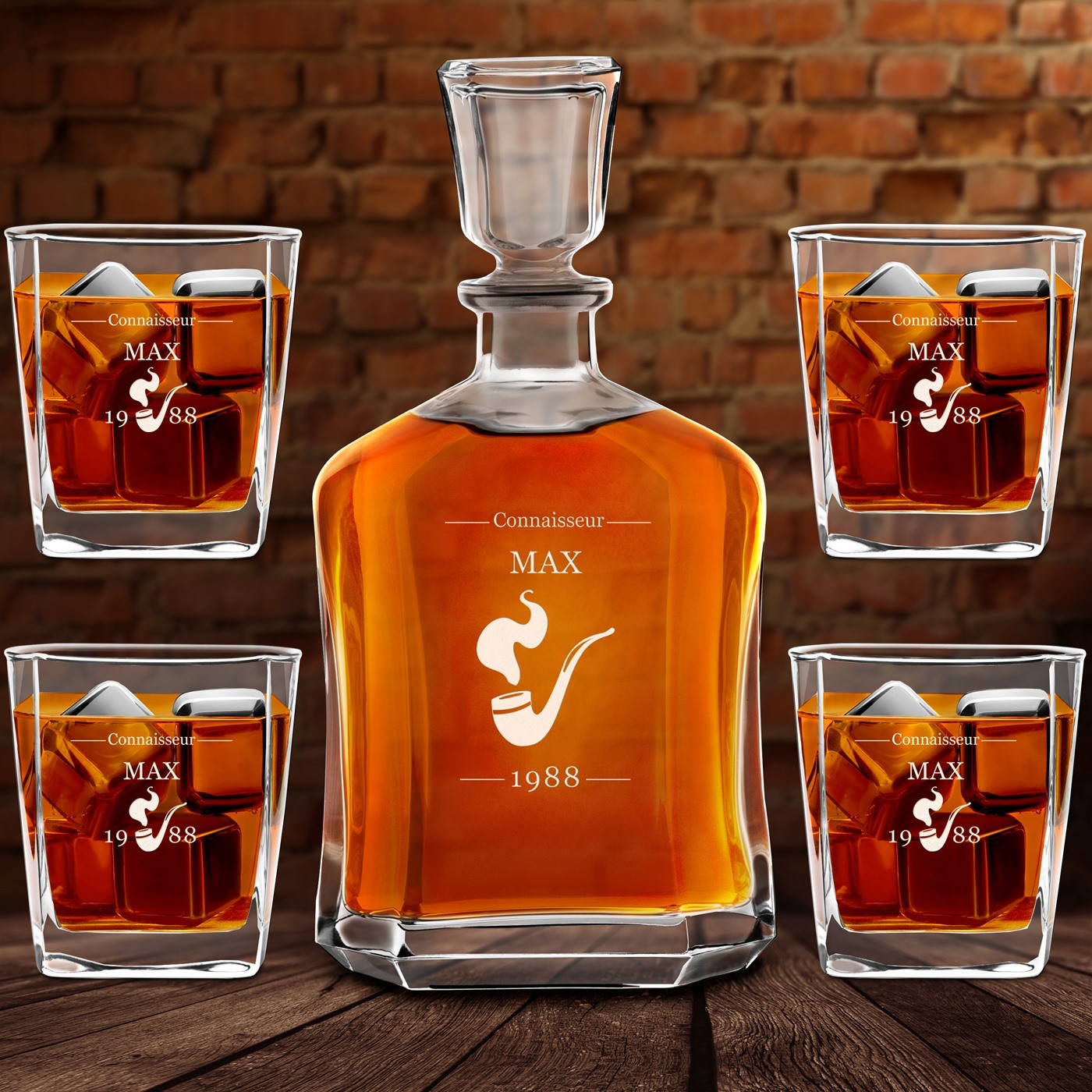 Set Carafe à whisky et 4 verres avec gravure pour grand-père pour son anniversaire