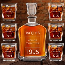 Ensemble de Carafe à whisky et 6 verres avec gravure pour lui pour anniversaire