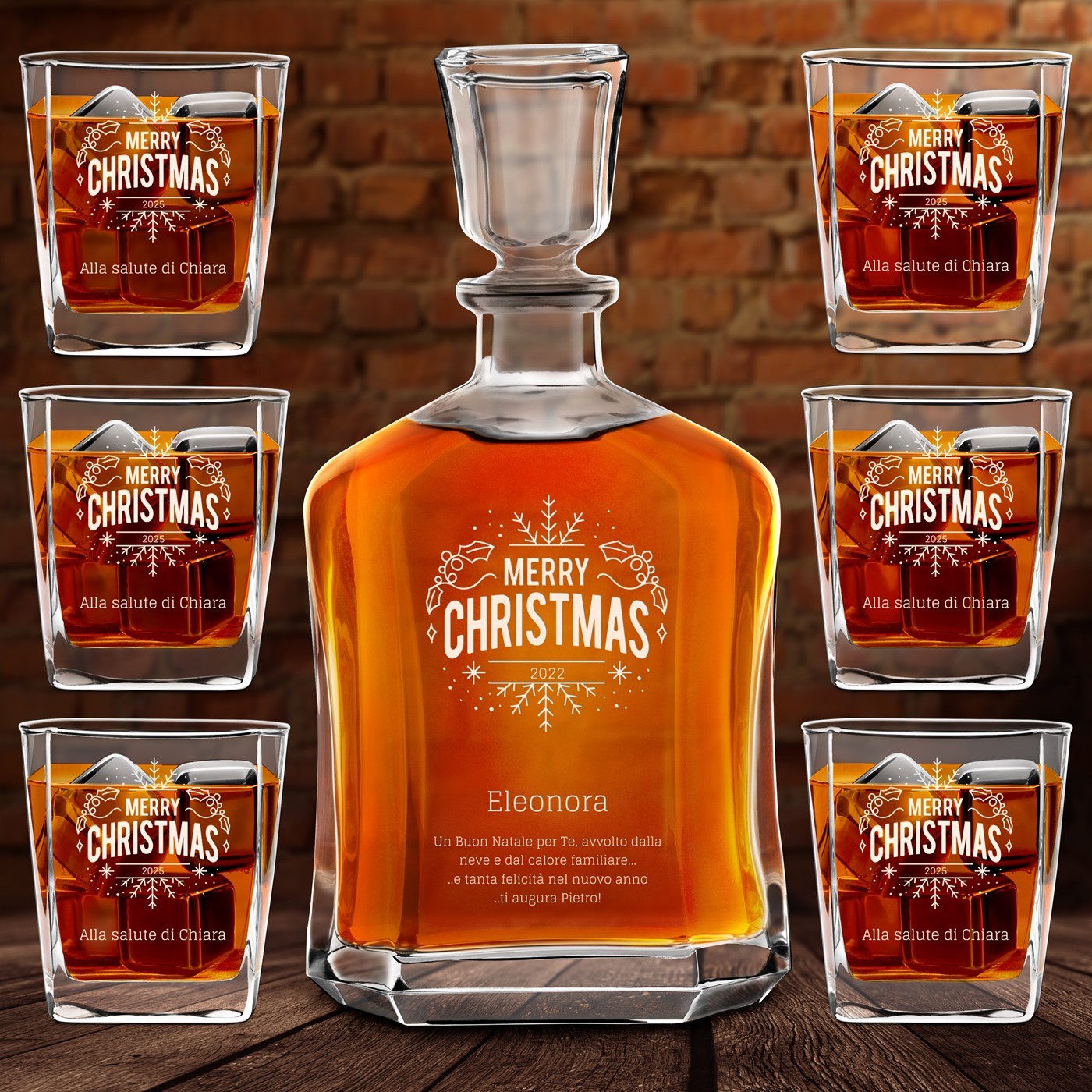 Ensemble de Carafe à whisky et 6 verres avec gravure pour elle pour Noël 