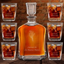 Ensemble de Carafe à whisky et 6 verres avec gravure pour grand-mère 