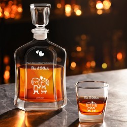 Ensemble de Carafe à whisky et 6 verres avec gravure pour un couple pour la Saint-Valentin