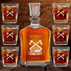 Ensemble de Carafe à whisky et 6 verres avec gravure pour homme